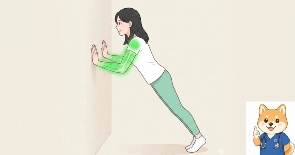 壁プッシュアップの動作イラスト