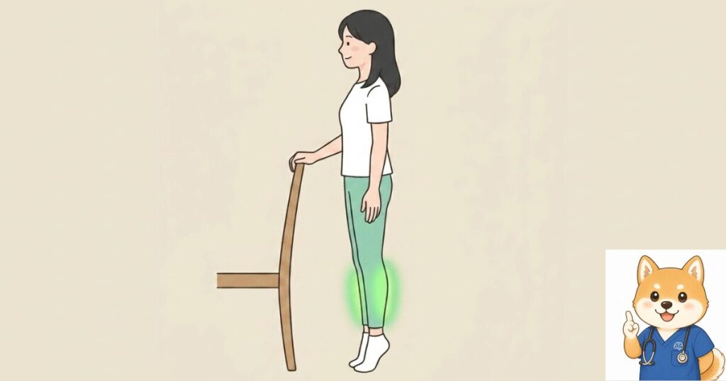 かかと上げ(カーフレイズ)の動作イラスト